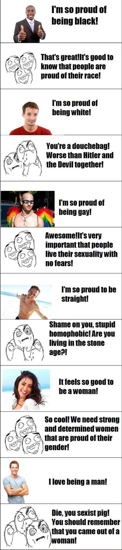 Mmmmmmm look at all the wonderful examples of hypocrisy.  About 60% of people on