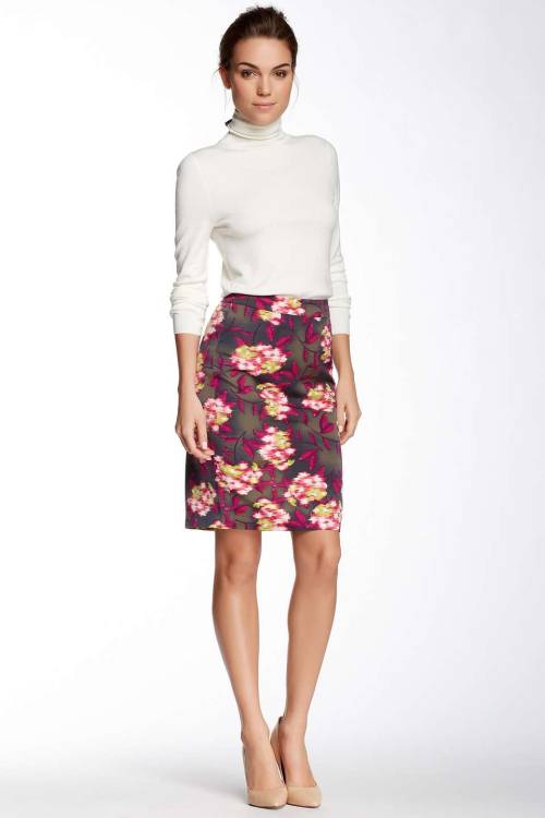 Floral Print Slim Skirt