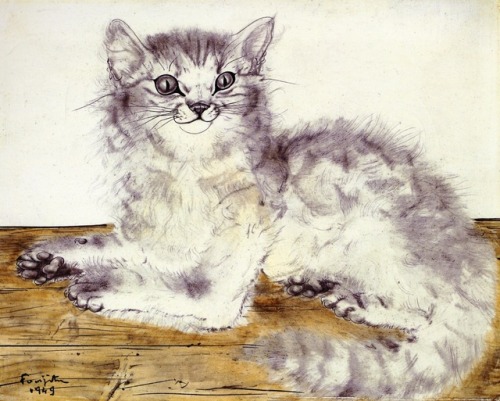 catonhottinroof:Tsuguharu Foujita (1886 – 1968)Cat, 1949