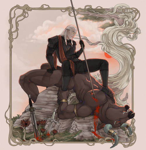 journeythroughunknownlands:Geralt and the MinotaurA piece I was working on last month, after that st