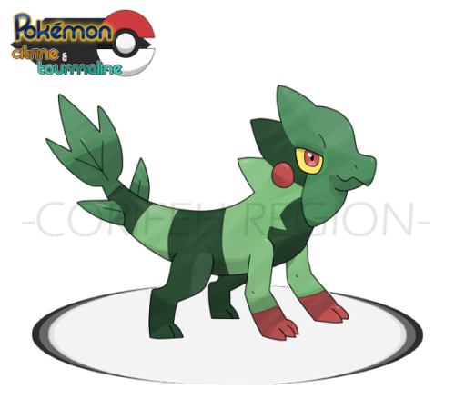 fantasticfakemon:Lucas-Costa’s Grass starter.Igueaf —> Chloragon —> DrayguanaGrass, Grass / Dr