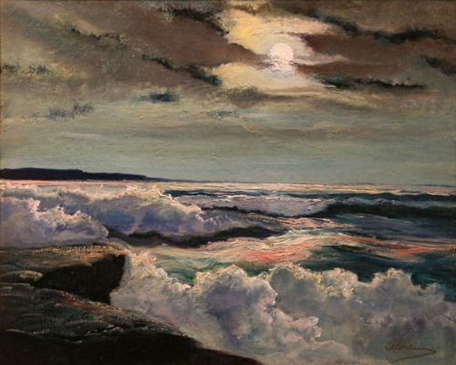 birdsong217:  Anthony Thieme (1888-1954) Moonrise, n/d. Oil on canvas.
