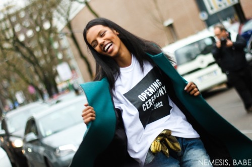 Grace Mahary after Fendi Milan Fashion Week February 2014