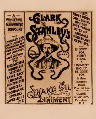 A &ldquo;snake oil salesman&rdquo; is a name for a hack who sells under false advertising - 