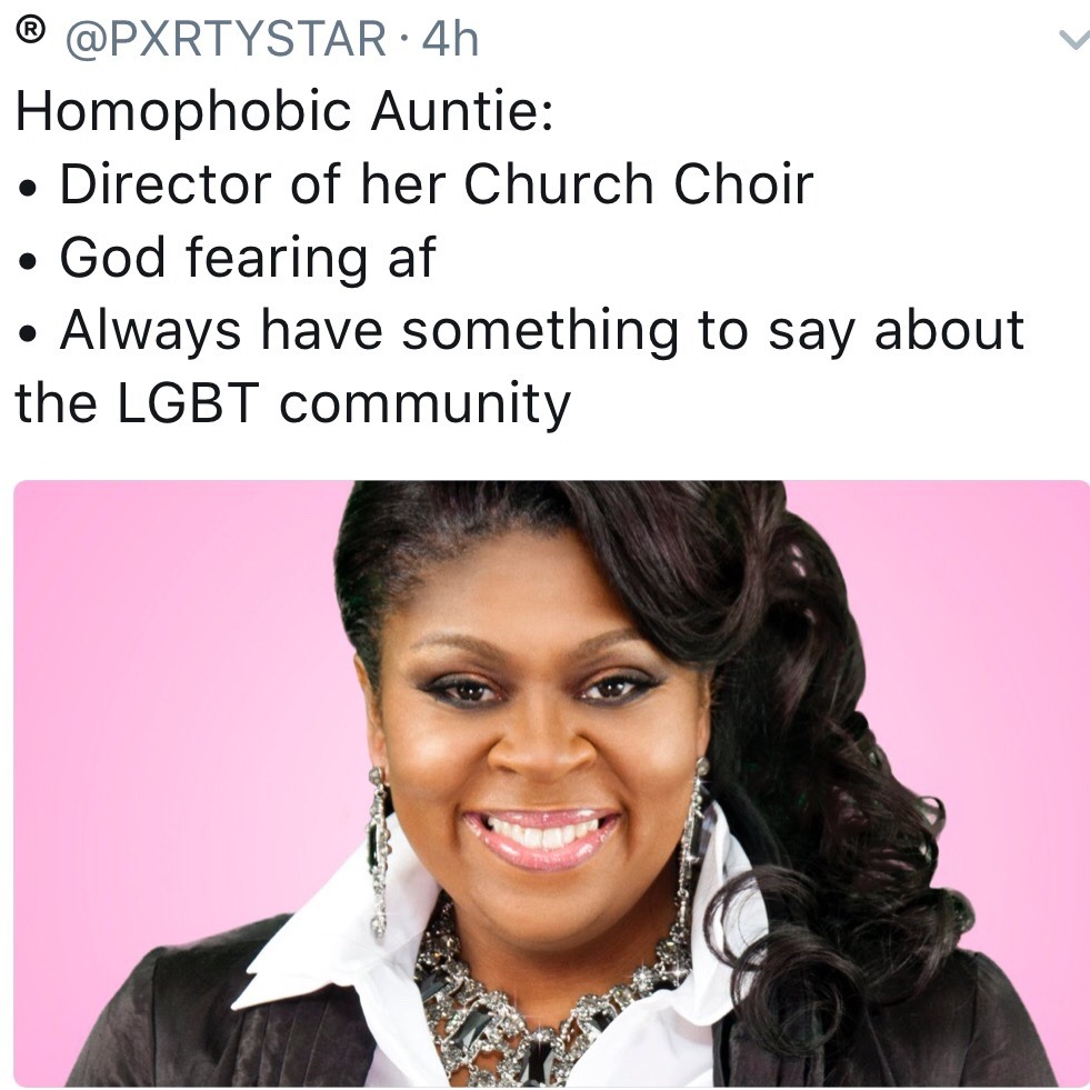 zamaron:  fuckrashida:  Tag yourself, I’m homophobic auntie  I’m the no nonsense