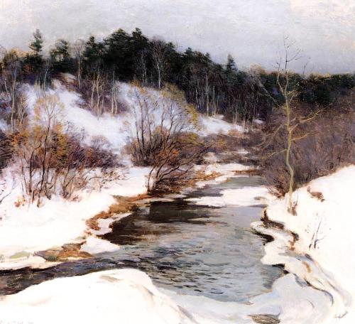 willard-metcalf:The Frozen Pool, March, 1909, Willard Metcalf