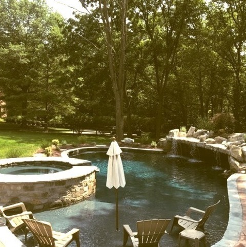 Natural Pool In PhiladelphiaLarge Rustic Backyard Brick And An Idea For A Naturally Occurring Pool Fountain