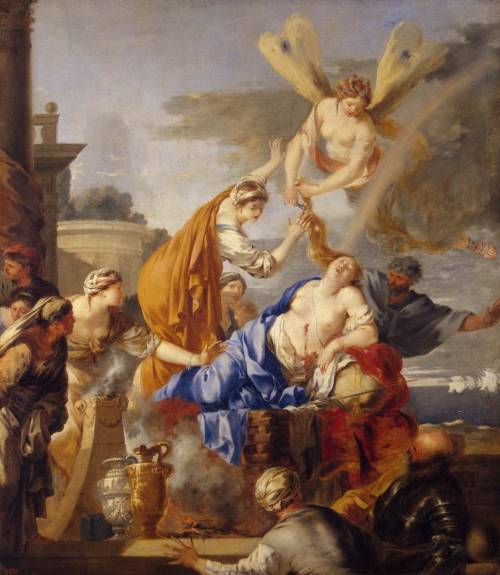 saturnsdaughter:Sebastien Bourdon, The Death of Dido, 1637-40
