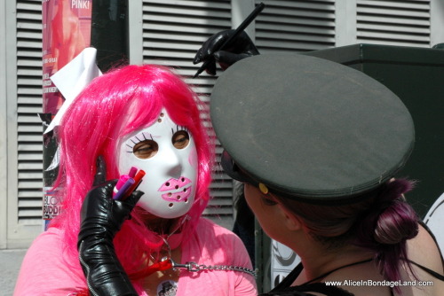 mistressaliceinbondageland: I’m making my sissy into a pretty princess in front of thousands of people in public at the Folsom Street Fair in San Francisco. http://www.aliceinbondageland.com 