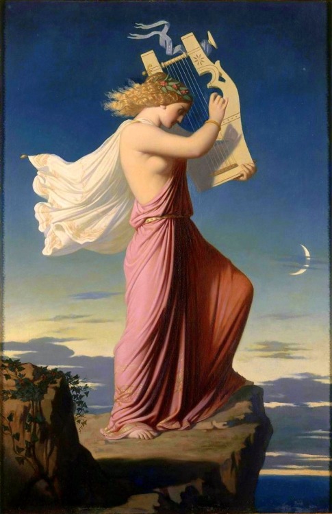 mermaidenmystic: books0977: Sappho Playing the Lyre. Léopold Burthe (French, 1823-1860).