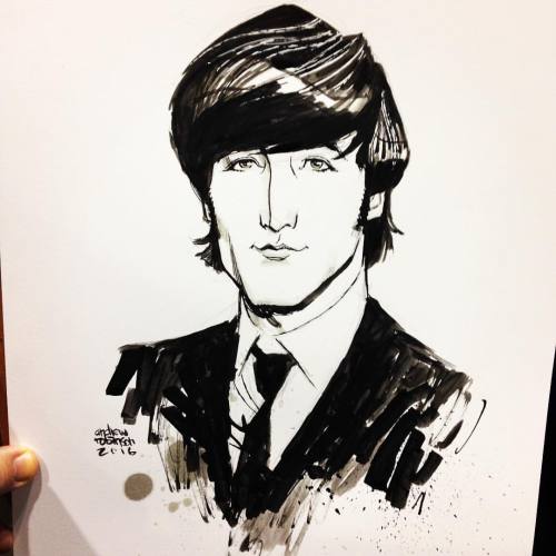 John Lennon inked commission in AA at @denvercomiccon. #andrewrobinson #johnlennon #beatles (at Colo