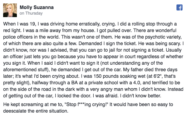 micdotcom:   This white woman’s shocking account of police brutality reveals the