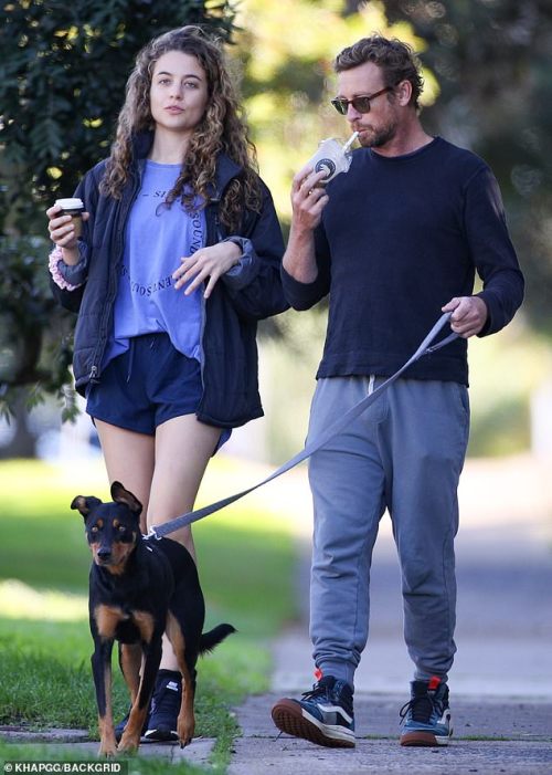 Simon with his daughter Stella walking his dog in Sydney, june 14 2020