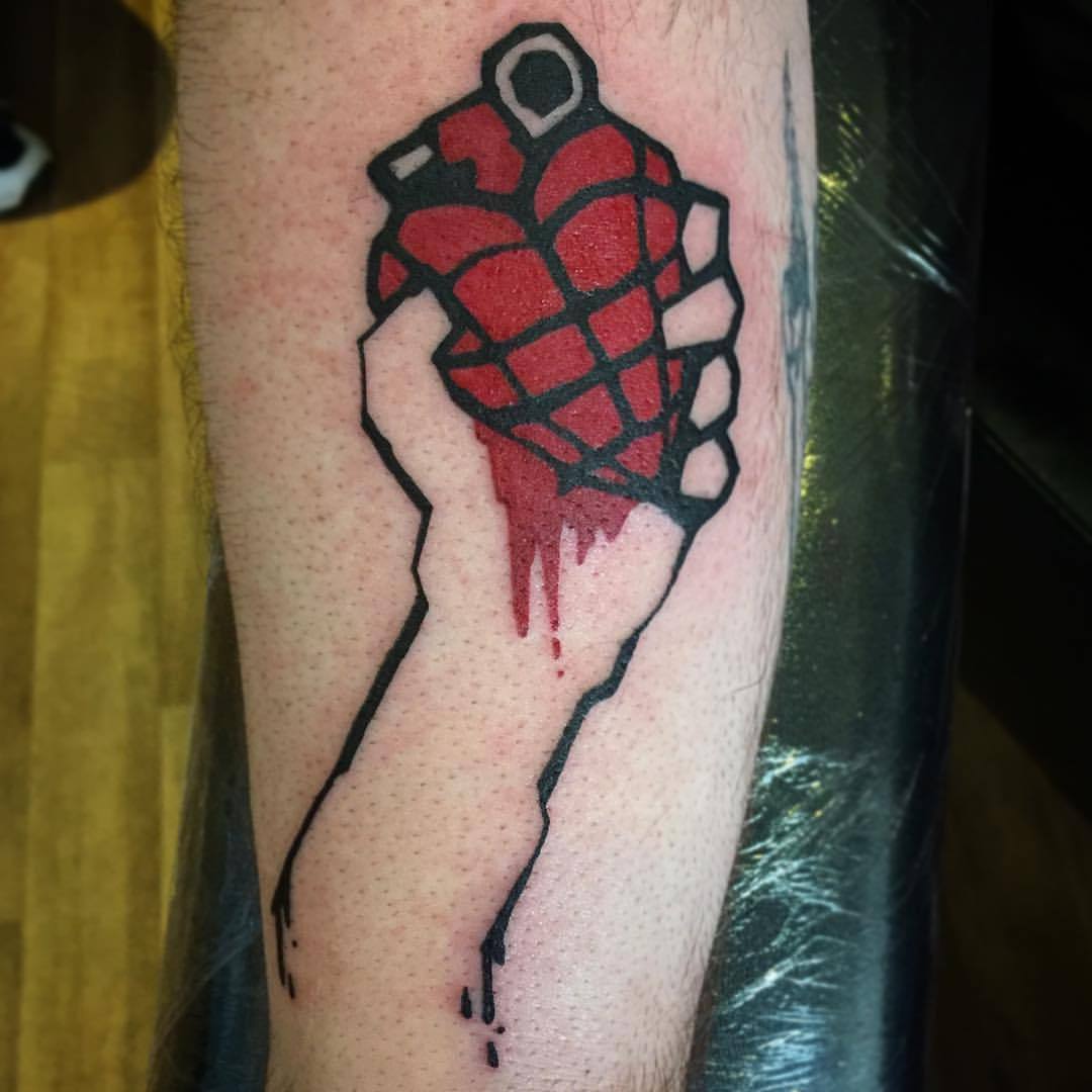 Bespoke Body Art — Classic Green Day grenade heart. #greenday...