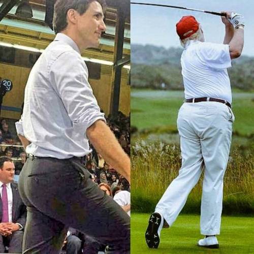 Perky Trudeau VS flabby Trump? Each country gets the ass that they voted for… #trudeau #perky