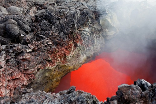 sixpenceee: Underground Lava Rivers of Kamchatka. Lava runs underground before rising to the su