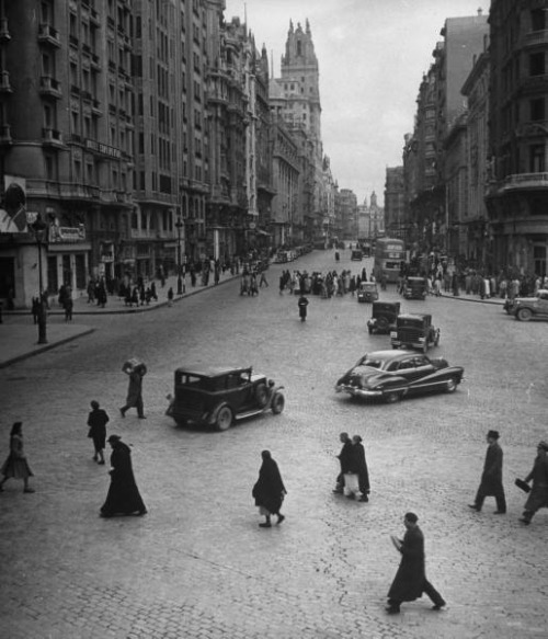 Gran Vía, 1945. Madrid, Spain