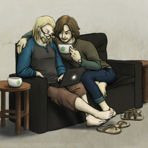 littlestsecret:  amaya2278 replied to your post:  Prompts?   Something fluffy that would make me feel better about not having wifi or being able to write well tonight? Like coffee shop AU where they’re curled up on a couch or cosied up at a small table