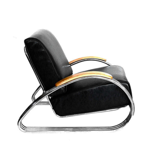 KEM Weber, streamline chair, 1930s. Chromed steel. For Lloyd&rsquo;s, USA.