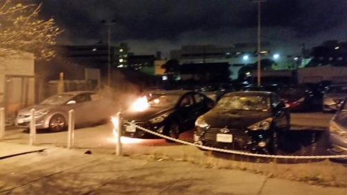 An ignited car, graffiti on what will soon be Google offices, and a “hacked” road sign t