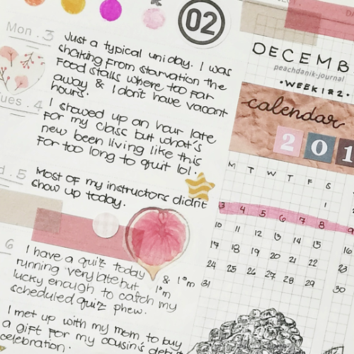 peachdanik-journal: Using these fruit stamps for the first time on my spread.  instagram: apple