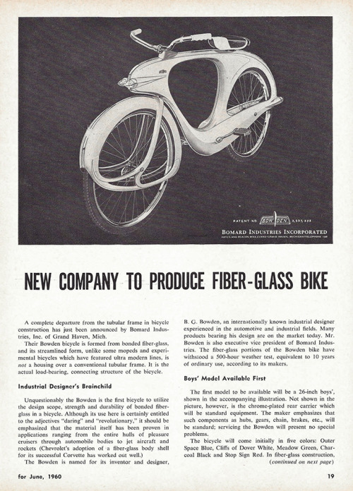 1 Benjamin Bowden’s futuristic and streamlined bicycle design was first introduced at the 1946 exhib