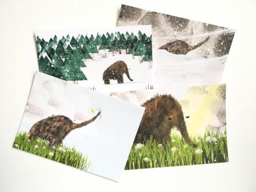 Woolly Mammoth Postcard Set by AnnasDoodlesUK