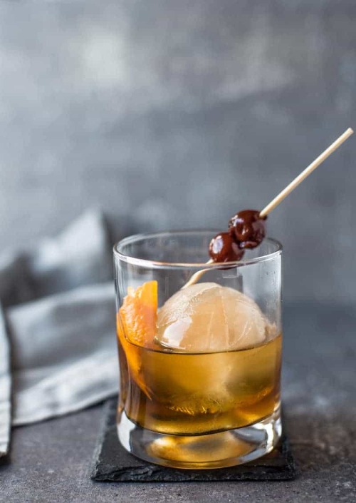 Old Fashioned Smoked Ice Cocktail