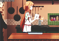 ohayocelestia:  Cooking with Asuna ヾ(●⌒∇⌒●)ﾉ 