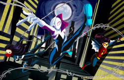 cartooncookie:  Spider Women! From Left to