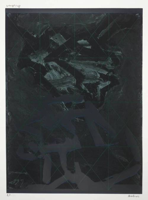 Frank Auerbach — Playing Card - Two Heads J.Y.M.,  1969.  Printmaking: screenprint on paper, 82 x 61
