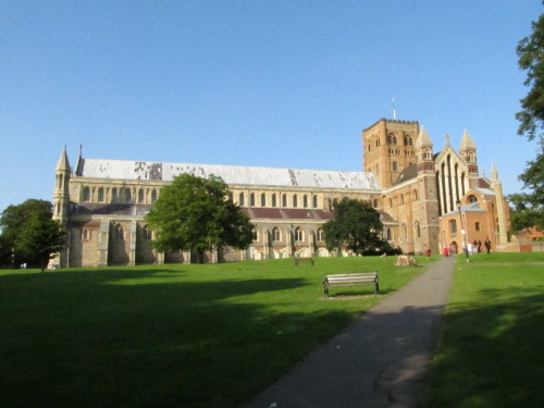 St Albans Cathedral (St Albans Abbey), with details of Medieval wall paintings (C12th-C16th). Roman 