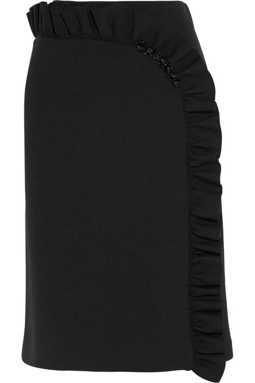 Simone Rocha Embellished Ruffled Stretch-Neoprene Jersey Skirt, Black, Women’s, Size: 10