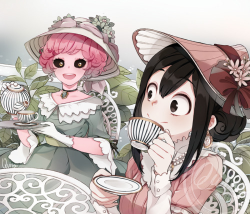 quissti: Tsuyu and Mina victorian tea party ^^