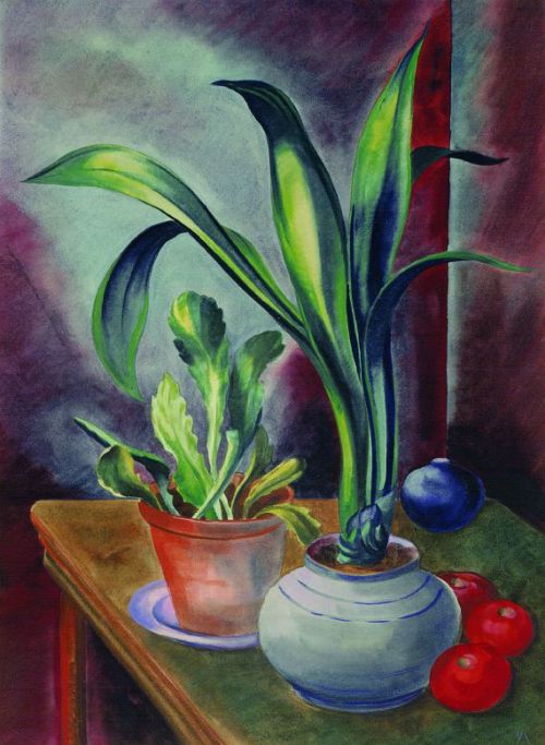 cactus-in-art:Christian Arnold (German, 1889 - 1960)Stillleben mit Kaktus und Amaryllis