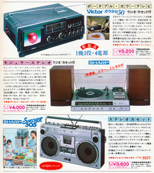 onyomugan3:ポータブル・カラーテレビモジュラーステレオステレオカセット1979年