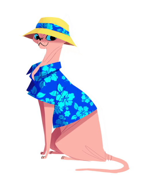 dailycatdrawings: 704: Summer SphynxPortland’s weather got it’s act together and decided summer is f