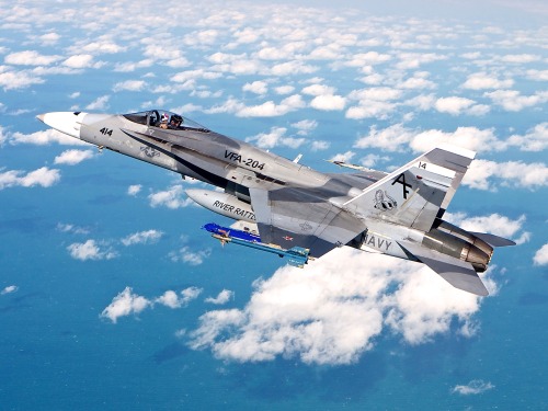 toocatsoriginals:  VFA-204 F/A-18A  “River Rattlers” in Adversary Paint Scheme Photos: Rob “Nuts” DeStasio via Aviation Intel 