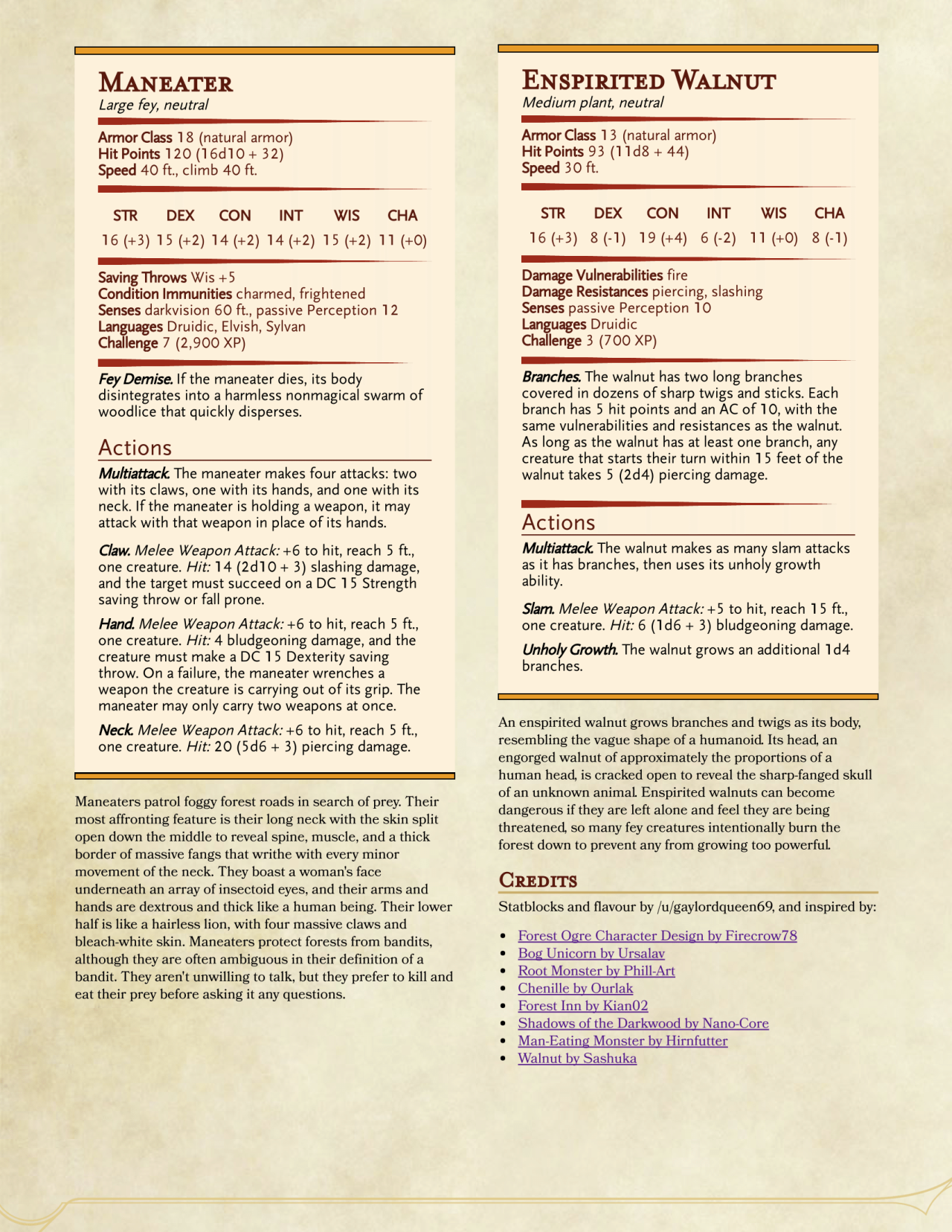 Dungeondayz Dnd 5e Homebrew Misty Forest Monsters By