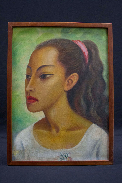 metamorphicmexican:Oil portrait of Rocío Sagaón by Miguel Covarrubias.