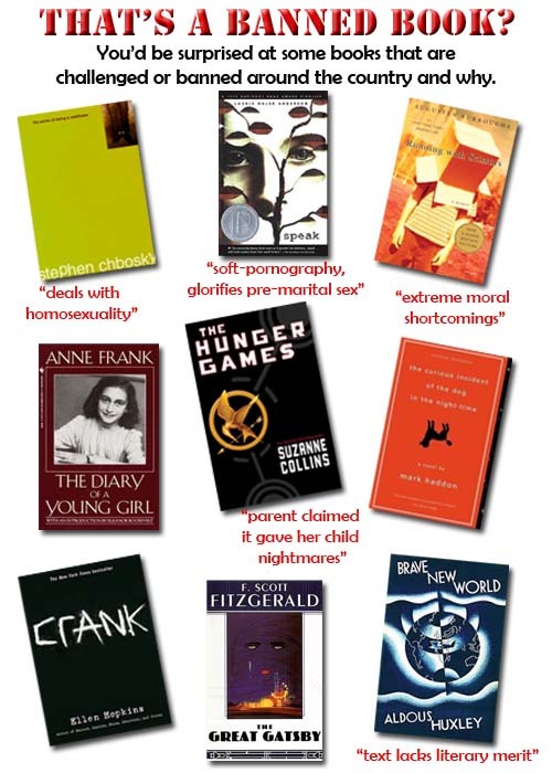 butinmyotherlife:   Put this together in anticipation for Banned Books Week! All of these quotes are from actual challenges I found online. 