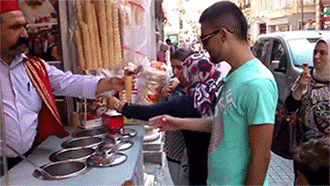 frustration-squared:  kung-foofighter:  eytancragg:  anthramen:  I have felt first-hand the very wrath of the Turkish ice-cream man.  The trolliest ice cream man to ever live. And look at that fucking majestic mustache.  O.O  oh my god 