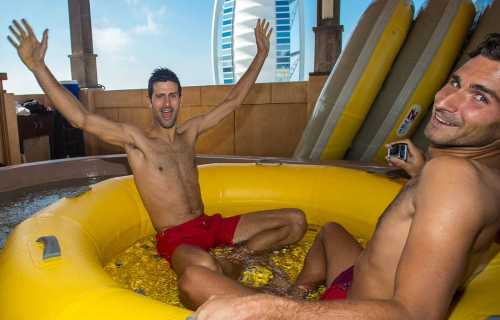 mynewplaidpants:  Novak Djokovic and his brother tubing in Dubai 