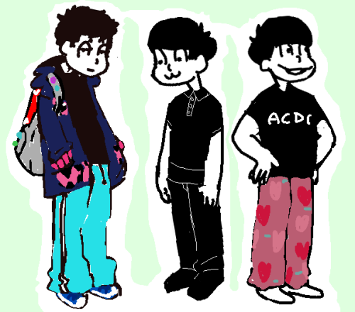 some matsus wearing my outfitsichi wearing my school clothes, todo my work clothes, and oso my home 