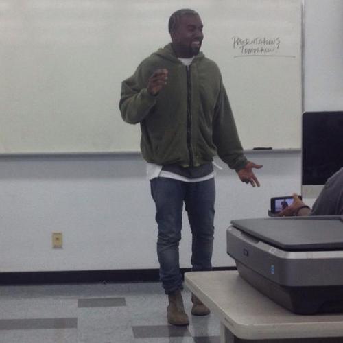 welovekanyewest: Kanye teaches class at LA Technical Community College.