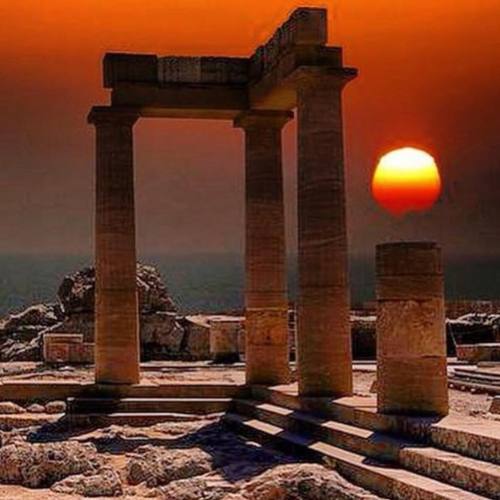 ️The Doric temple of Athena Lindia, dating from about 300 BC. In Lindos, Isle of Rhodes, Greece. Pho