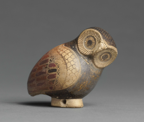 via-appia: Corinthian Aryballos (perfume holder) in the Shape of an Owl Greek, Corinthian, ca. 640 B