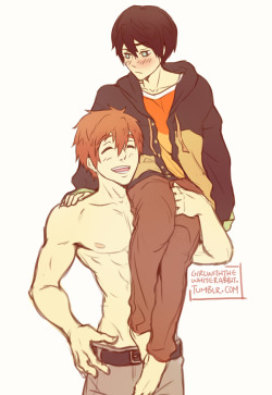 girlwiththewhiterabbit:  I DUNO WHY but i’ve been thinking about this a lot?? Makoto being able to carry Haru around like cotton and Haru getting all flustered and turned on a little ‘cuz daammn who wouldn’t be (⁄ ⁄•⁄ω⁄•⁄ ⁄)⁄