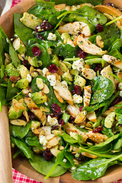 do-not-touch-my-food:  Cranberry Avocado Spinach Salad with Chicken and Orange Poppy Seed Dressing  Looks yum