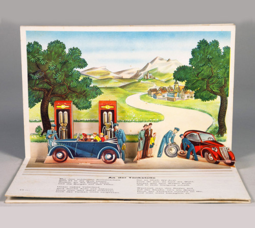 Schreibers Stehauf-Bilderbücher, Pop-up book “Hallo – mein Auto / Hello – My car, 1939. Germany. Ill